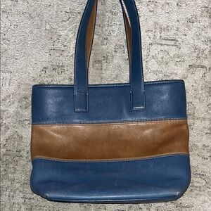 Coach Blue and Brown Shoulder Bag